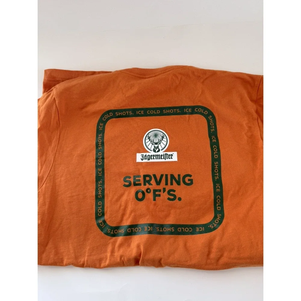 Jagermeister Shirt Mens Large Orange 0 F's Graphic Tee Short Sleeve Bar Promo